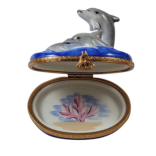 Three Dolphins Limoges Porcelain Box