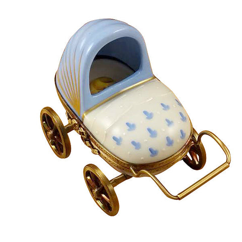 Blue Baby Carriage Limoges Porcelain Box