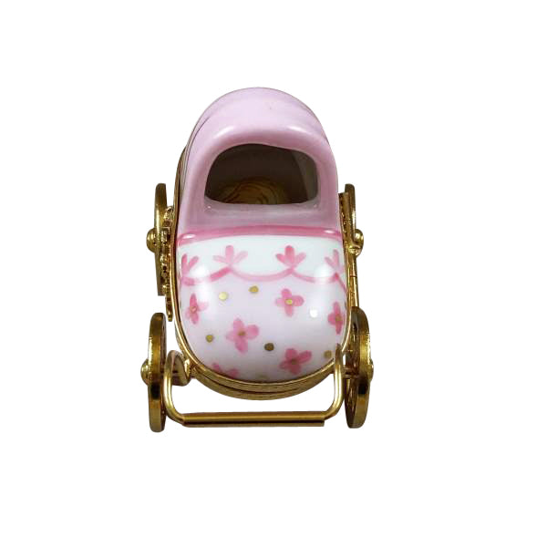 Pink Baby Carriage Limoges Porcelain Box