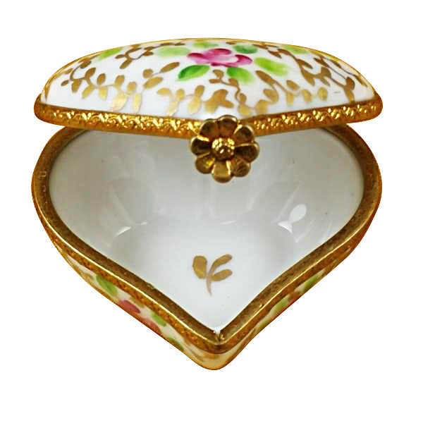Heart Tapestry Rose Limoges Porcelain Box
