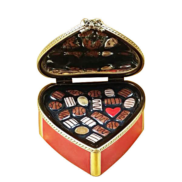 Red Heart with Chocolates Limoges Porcelain Box