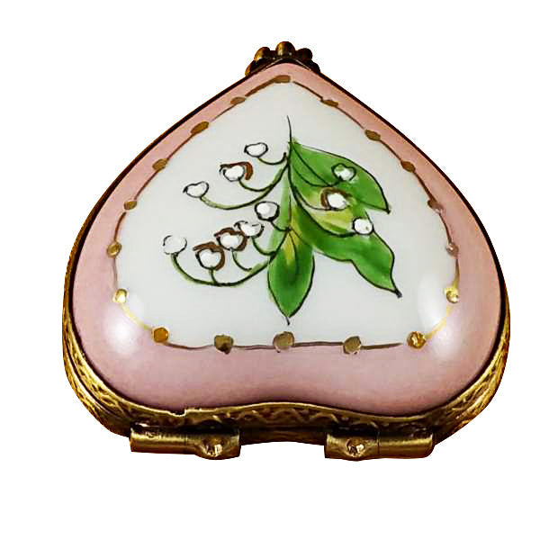 Mini Heart Lily of the Valley Limoges Porcelain Box