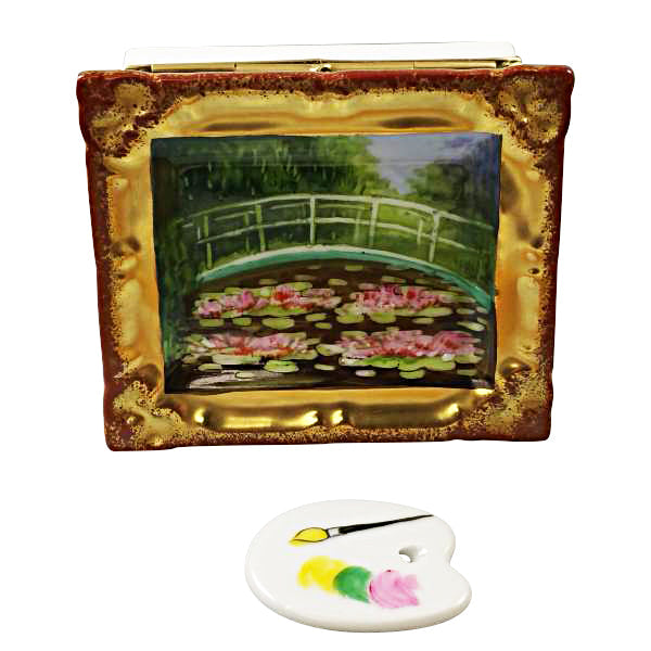 Framed Monet Japanese Footbridge with Removable Pallette Limoges Porcelain Box
