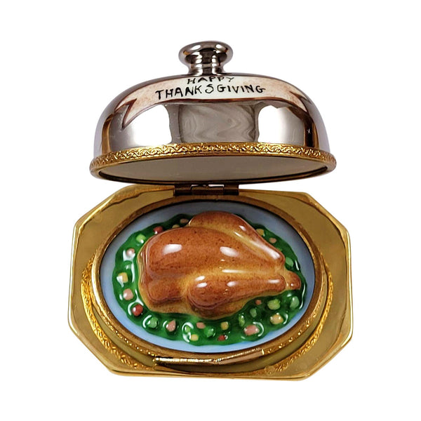 Turkey Under Chrome Happy Thanksgiving Limoges Porcelain Box