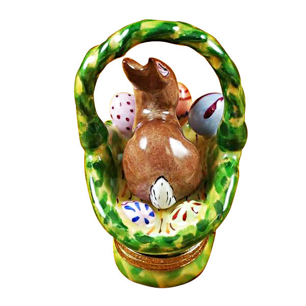 Rabbit Basket with Easter Eggs Limoges Porcelain Box