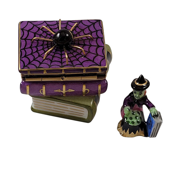 Spell Books with Spider & Witch Limoges Porcelain Box