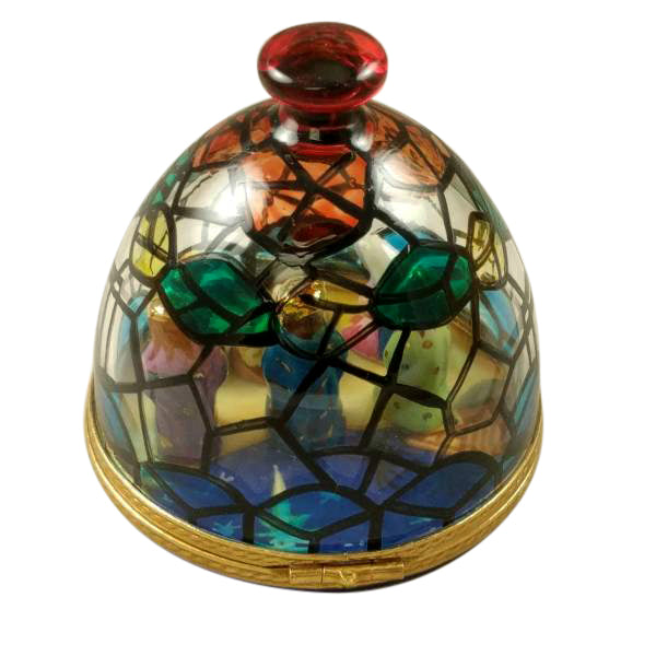 Stained Glass Dome with Nativity Inside Limoges Porcelain Box