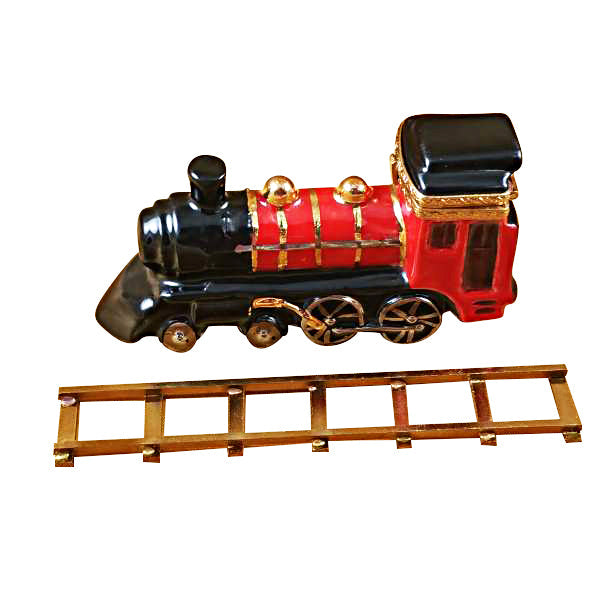 Locomotive / Train on Brass Track Limoges Porcelain Box