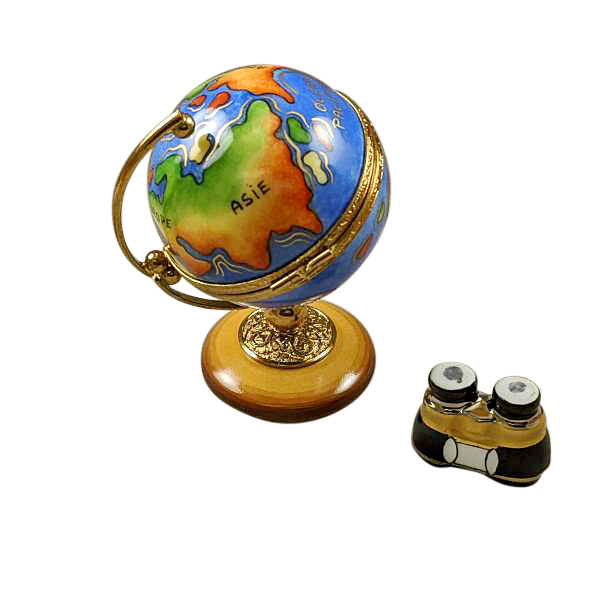 Globe with Binoculars Limoges Porcelain Box