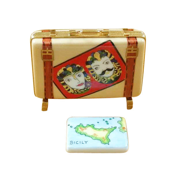 Sicily Suitcase Limoges Porcelain Box