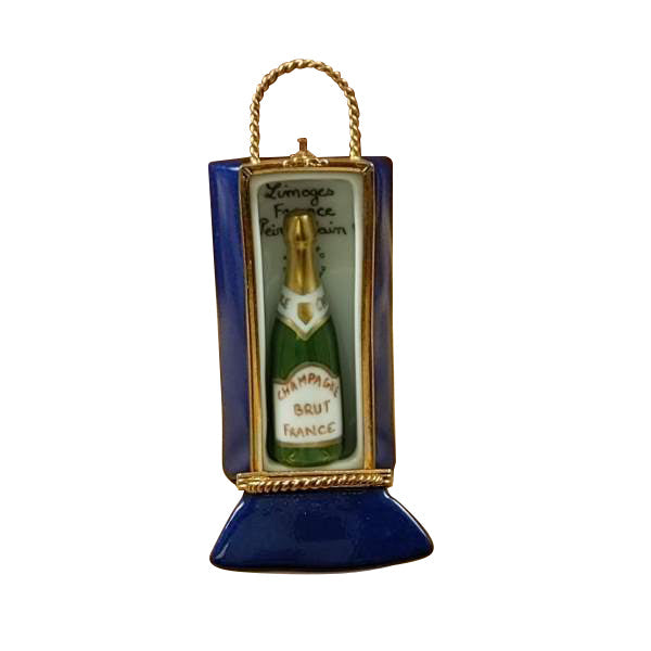 Paris by Night Giftbag with Bottle of Champagne Limoges Porcelain Box