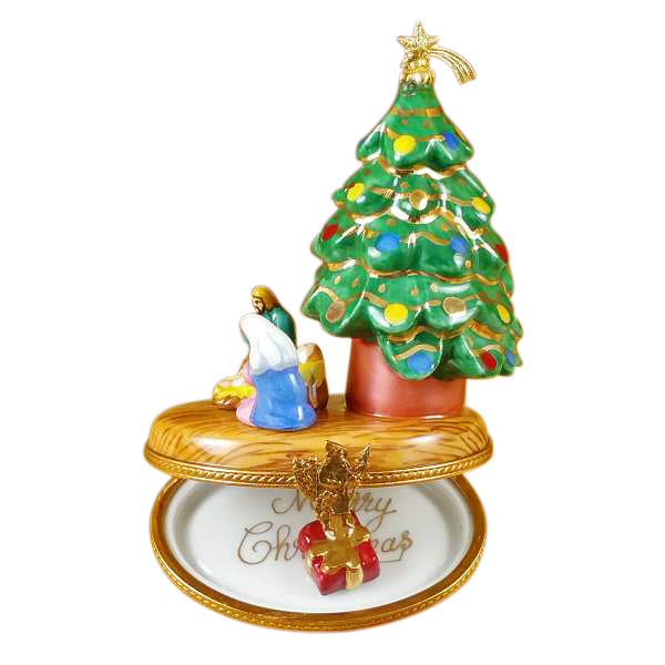 Christmas Tree with Nativity Limoges Porcelain Box