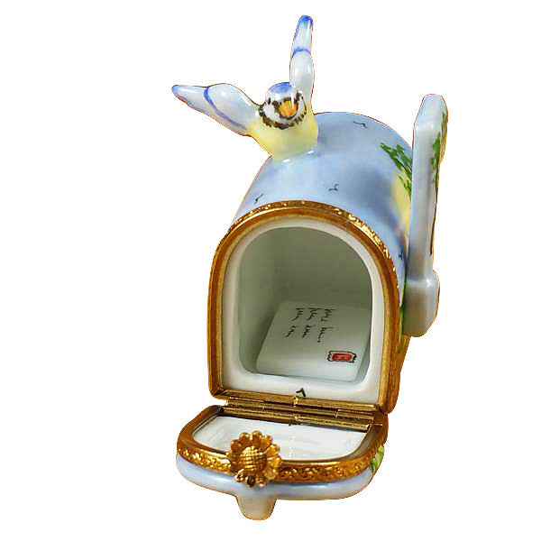 Mailbox with Landscape & Removable Porcelain Letter Limoges Porcelain Box