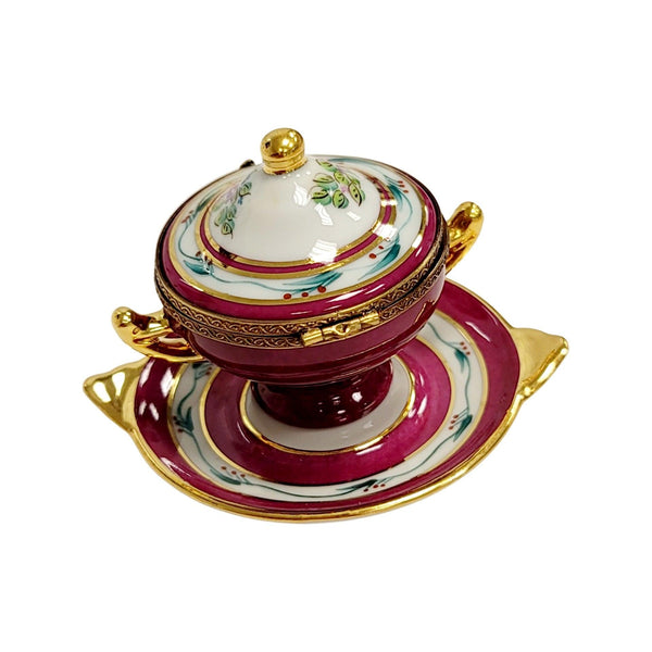 Red Soup Toureen Porcelain Limoges Trinket Box