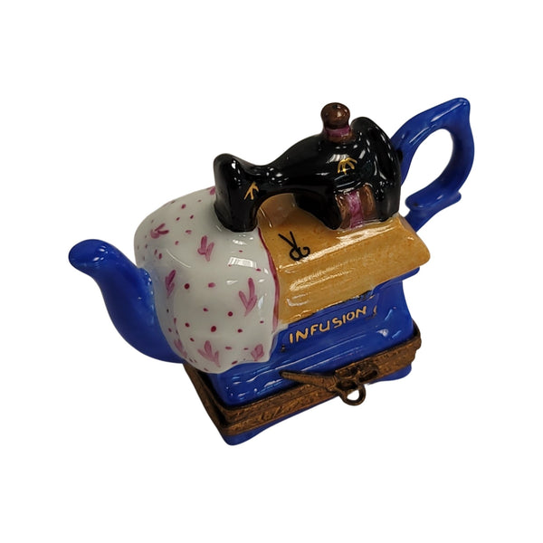 Sewing Machine Teapot Porcelain Limoges Trinket Box