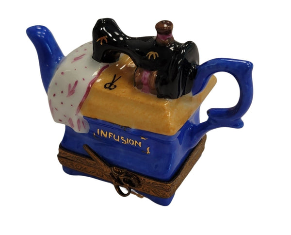 Sewing Machine Teapot Porcelain Limoges Trinket Box