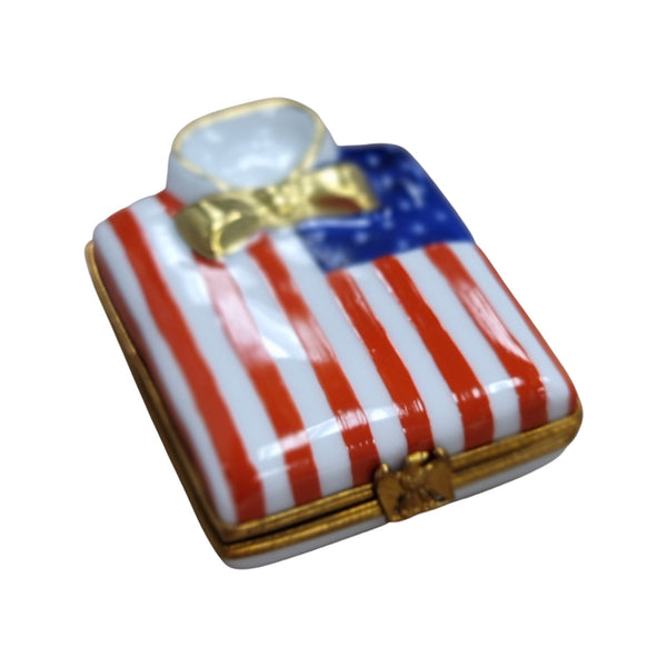 Shirt Patriotic American Heart United States Porcelain Limoges Trinket Box