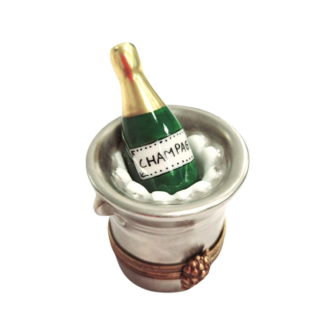 Silver Champagne on Ice Porcelain Limoges Trinket Box