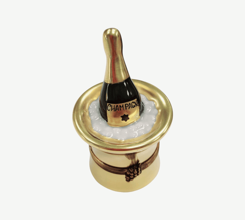 Small Champagne in Gold Bucket Porcelain Limoges Trinket Box