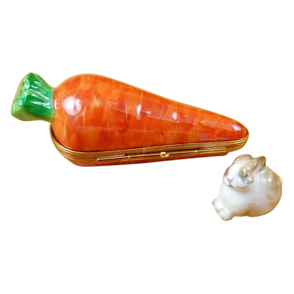 Carrot with Rabbit Limoges Porcelain Box