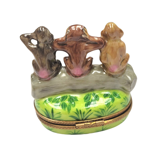Three Monkeys Porcelain Limoges Trinket Box