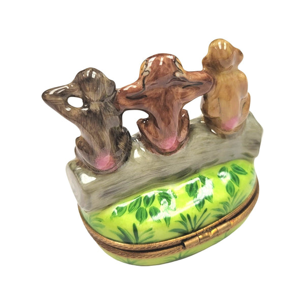 Three Monkeys Porcelain Limoges Trinket Box