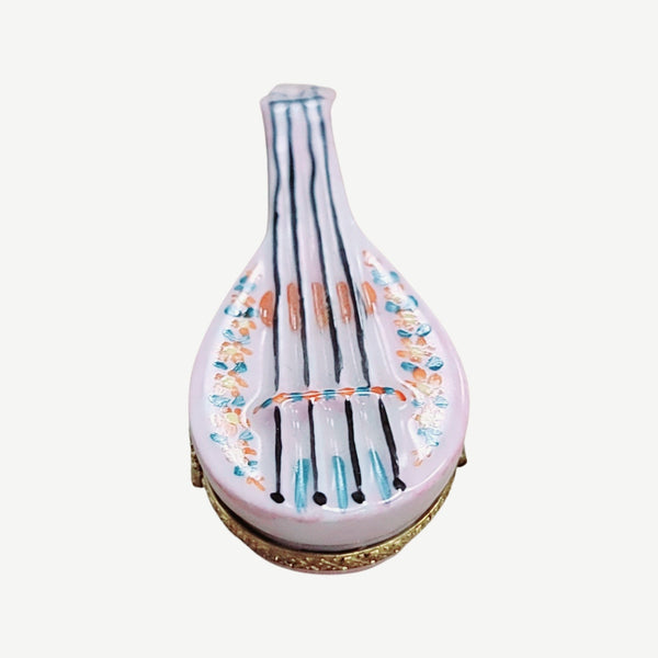 White Mandolin Instrument Porcelain Limoges Trinket Box