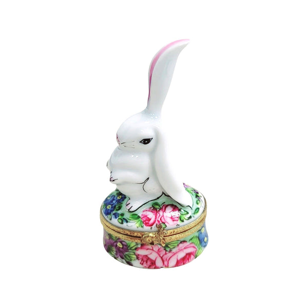White Rabbit w ear up Bunny Porcelain Limoges Trinket Box