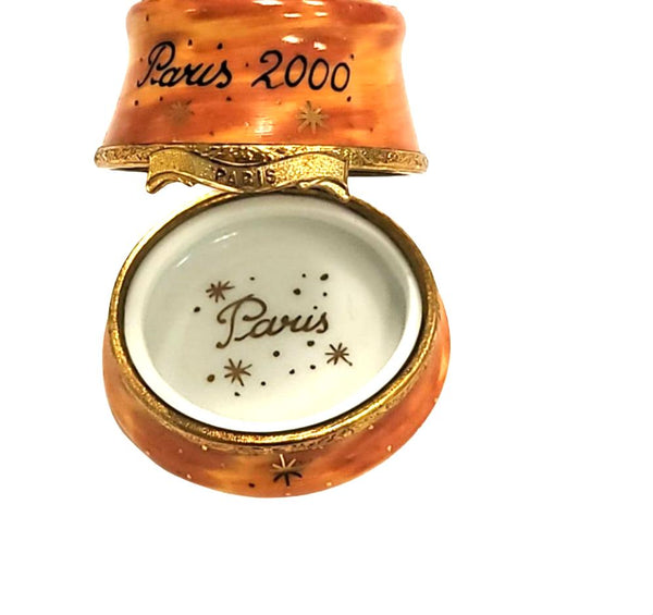 Year 2000 Paris Monuments in Globe Eiffel Tower Porcelain Limoges Trinket Box