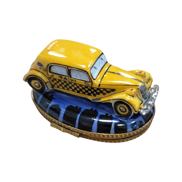 Yellow Taxi Porcelain Limoges Trinket Box