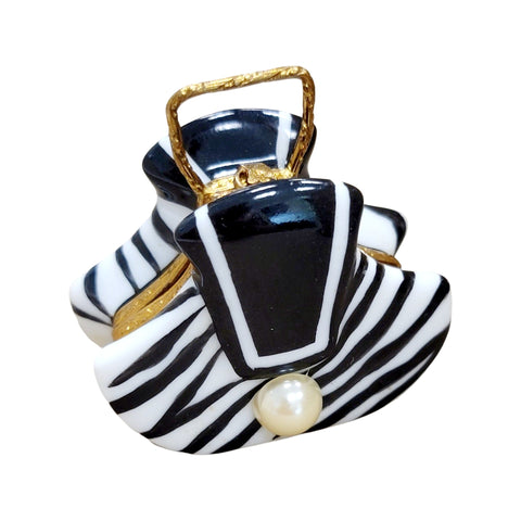 Zebra Purse Porcelain Limoges Trinket Box
