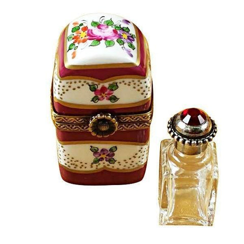 Burgundy Tall with Flowers & Bottle limoges box