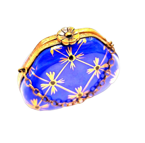 Cobalt Blue Purse w Gold One of a Kind Hand Painted