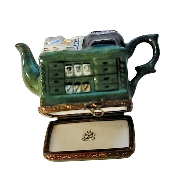 Dark Green Coffee Tea Shop Register Teapot Limoges Box