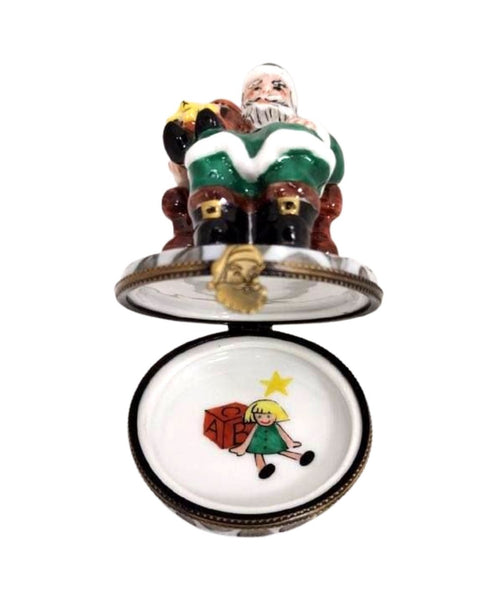 Green Coat Santa with Child on Lap Detailed