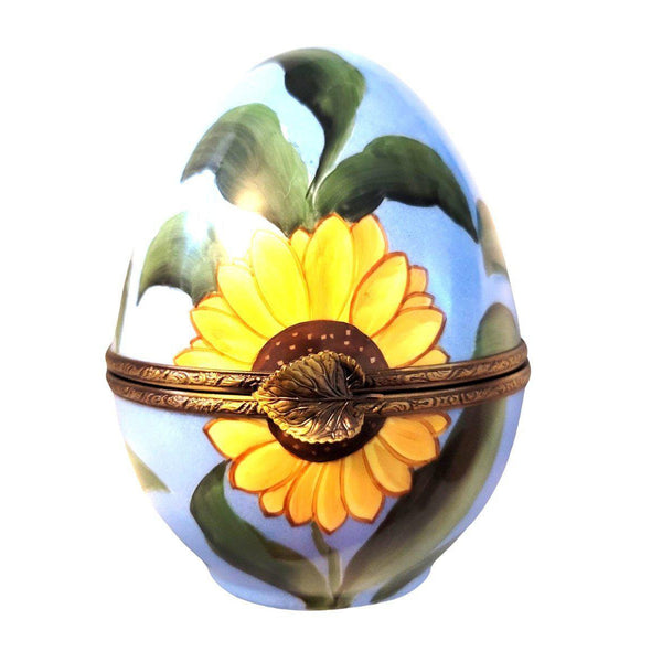 Very Large 6.5" Sunflower Daisey Egg Limoges Box