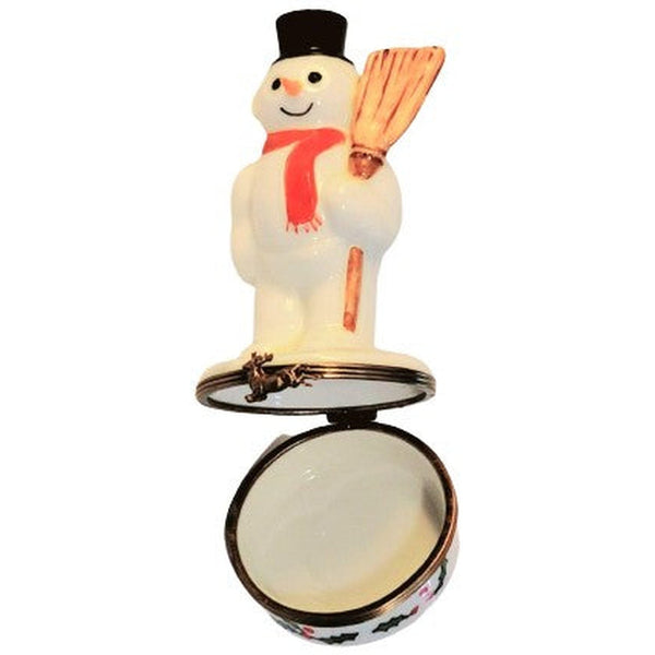 Snowman w Broom Chamart Limoges Box