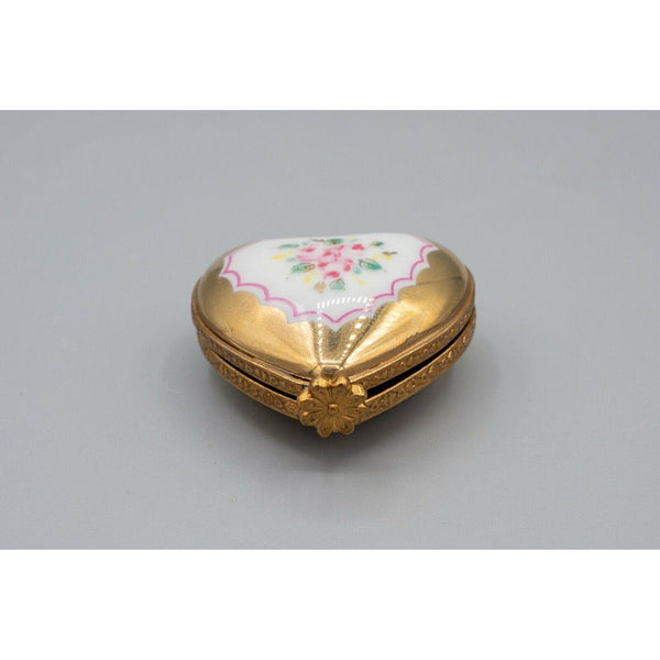 PENDANT Gold Flower Heart Limoges Box