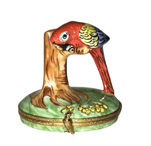 Red Macaw Limoges Porcelain Box