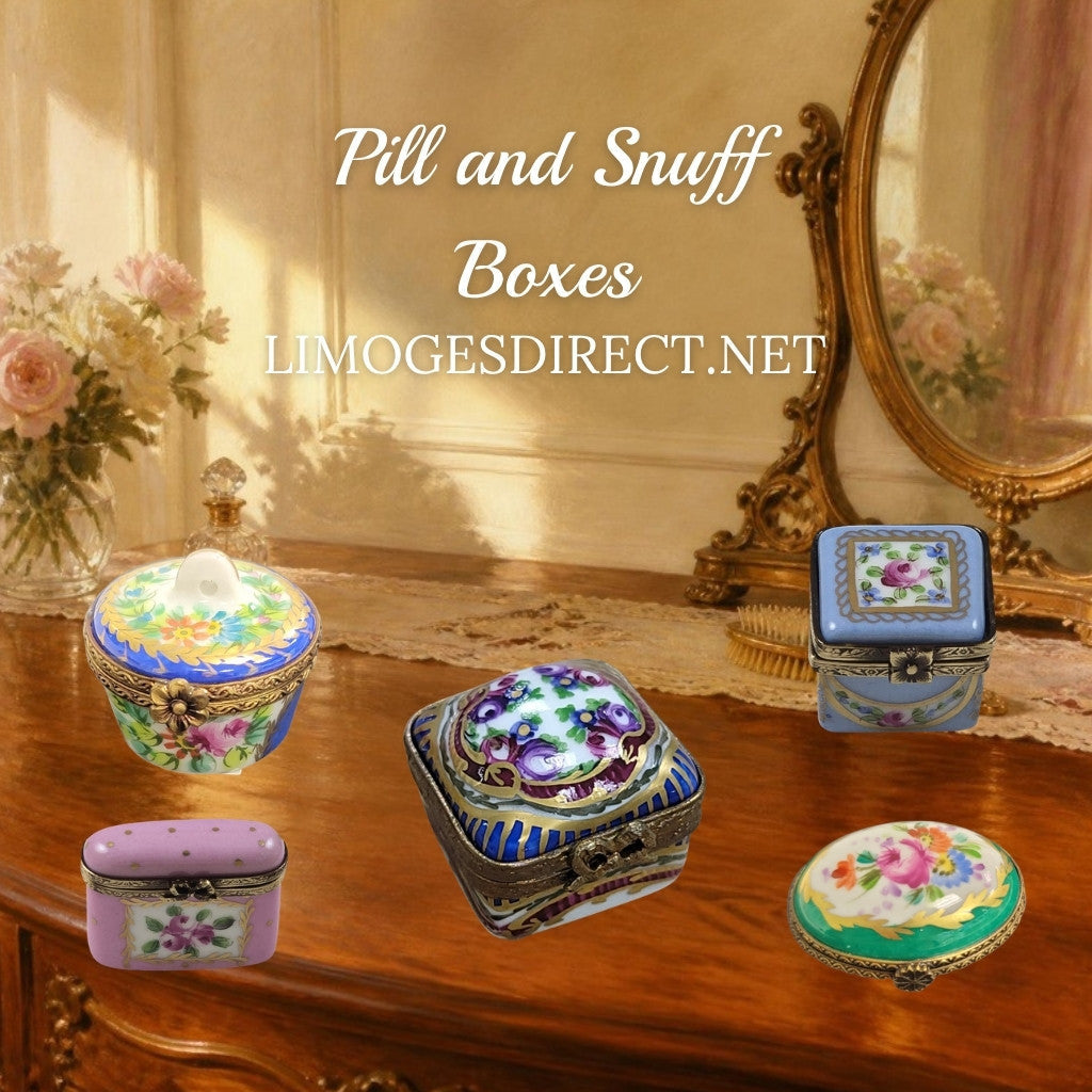Porcelain Limoges Pill Boxes and Snuff Boxes