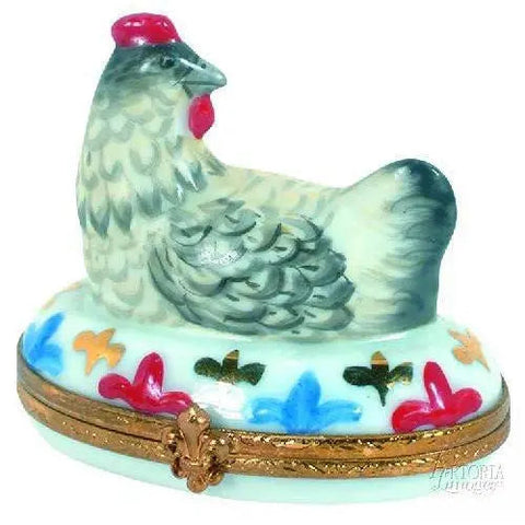 12 Days Of Christmas - Three French Hens Porcelain Limoges xmas theme French Trinket Box