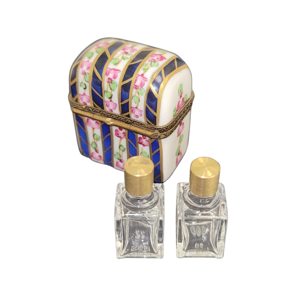 Blue Floral Perfume Box Porcelain Limoges Perfume French Trinket Box