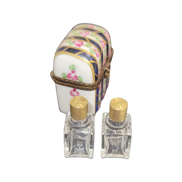 Blue Floral Perfume Box Porcelain Limoges Perfume French Trinket Box