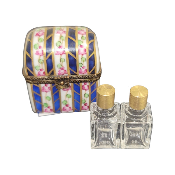 Blue Floral Perfume Box Porcelain Limoges Perfume French Trinket Box