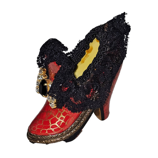 Elegant Red High Heel Box Porcelain Limoges shoe French Trinket Box