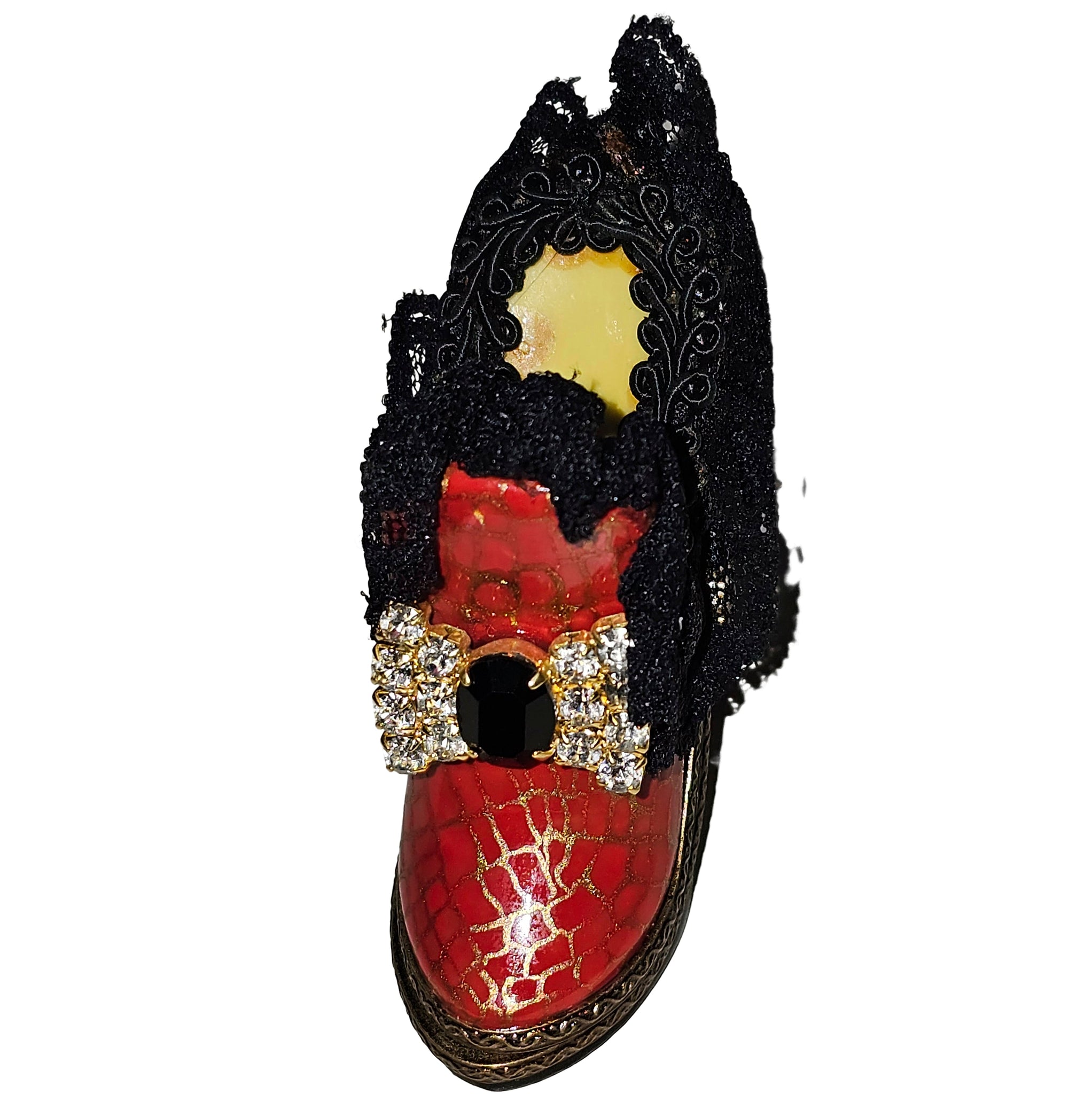 Elegant Red High Heel Box Porcelain Limoges shoe French Trinket Box