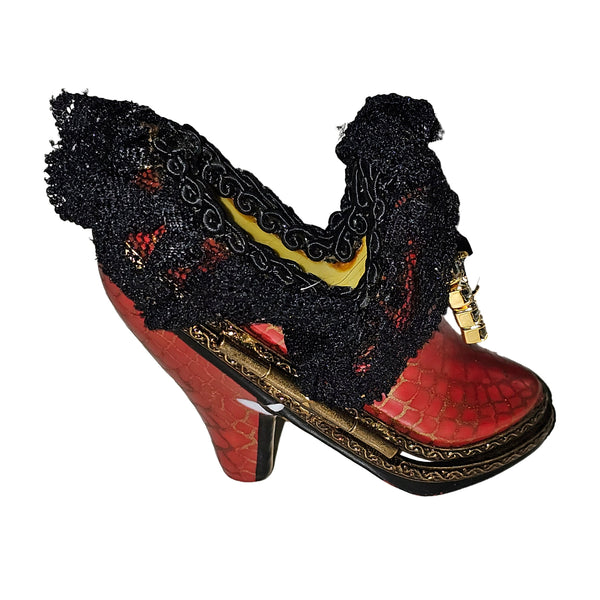 Elegant Red High Heel Box Porcelain Limoges shoe French Trinket Box