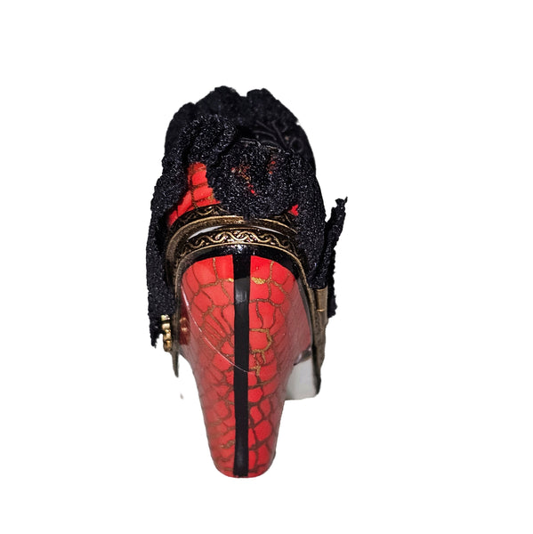 Elegant Red High Heel Box Porcelain Limoges shoe French Trinket Box