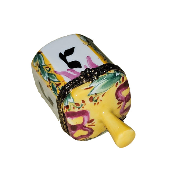 Charming Yellow Dreidel Limoges Box Porcelain Limoges Religious religion spiritual myth French Trinket Box