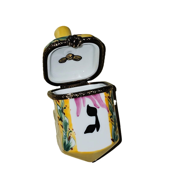 Charming Yellow Dreidel Limoges Box Porcelain Limoges Religious religion spiritual myth French Trinket Box
